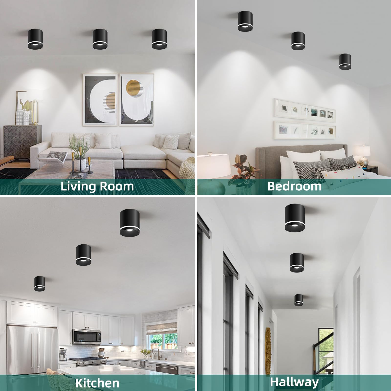 5.9“ Ceiling Light Fixtures, 20W 1800LM 3CCT 2700K-6000K Dimmable Flush Mount Ceiling Light for Hallway Kitchen Entryway, Black Cylinder Ceiling Lighting for Living Room 1-Pack