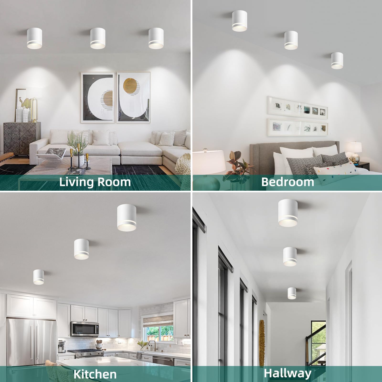 5.9“ Ceiling Light Fixtures, 20W 1800LM 3CCT 2700K-6000K Dimmable Flush Mount Ceiling Light for Hallway Kitchen Entryway, Black Cylinder Ceiling Lighting for Living Room 1-Pack