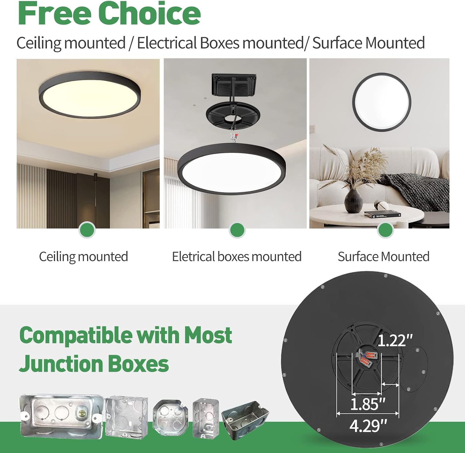 12Inch 6PK Black LED Flush Mount Ceiling Light