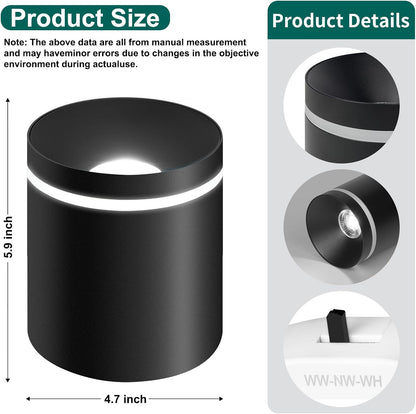 5.9“ Ceiling Light Fixtures, 20W 1800LM 3CCT 2700K-6000K Dimmable Flush Mount Ceiling Light for Hallway Kitchen Entryway, Black Cylinder Ceiling Lighting for Living Room 1-Pack