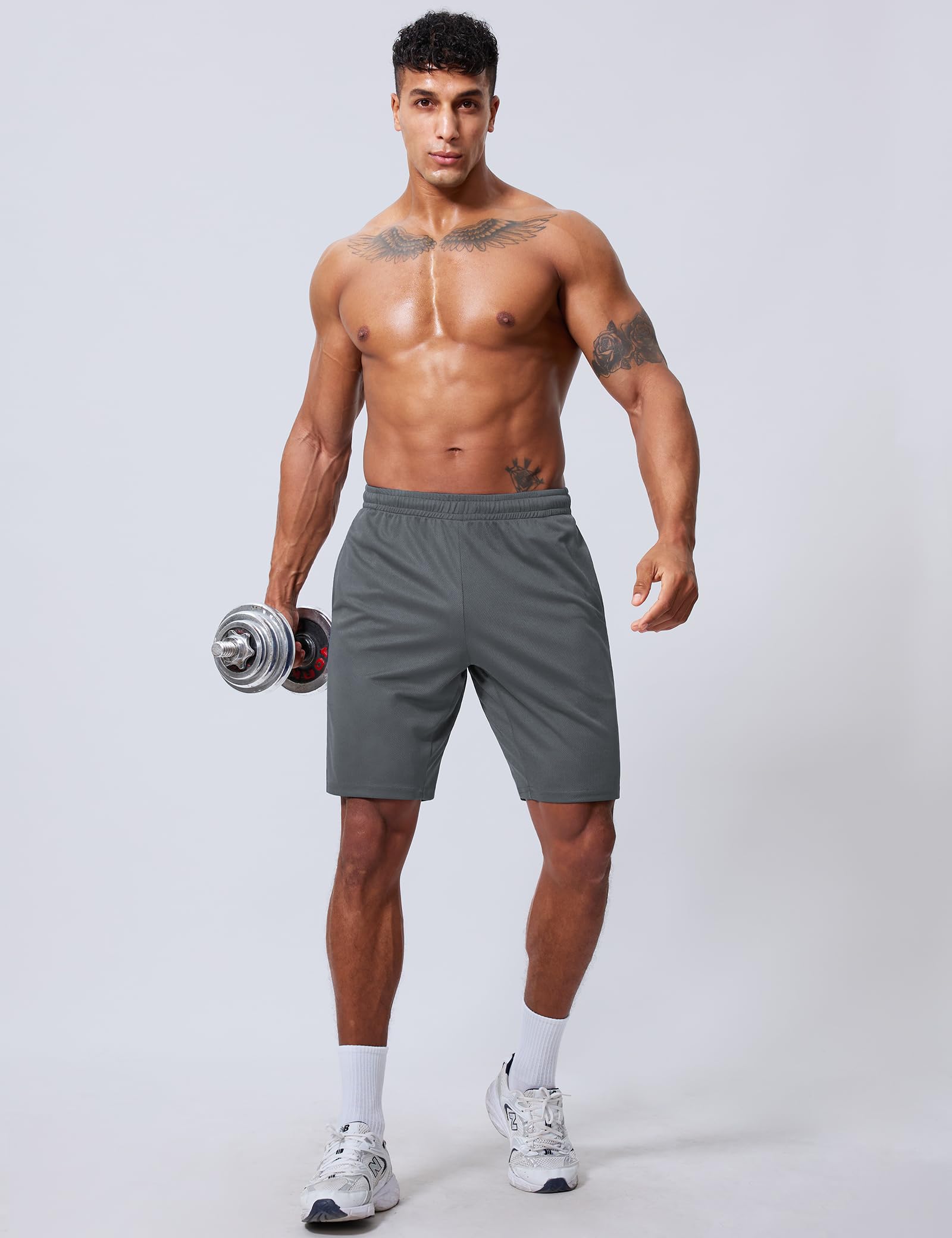 Qizue Men’s 9" Inseam Athletic Mesh Shorts