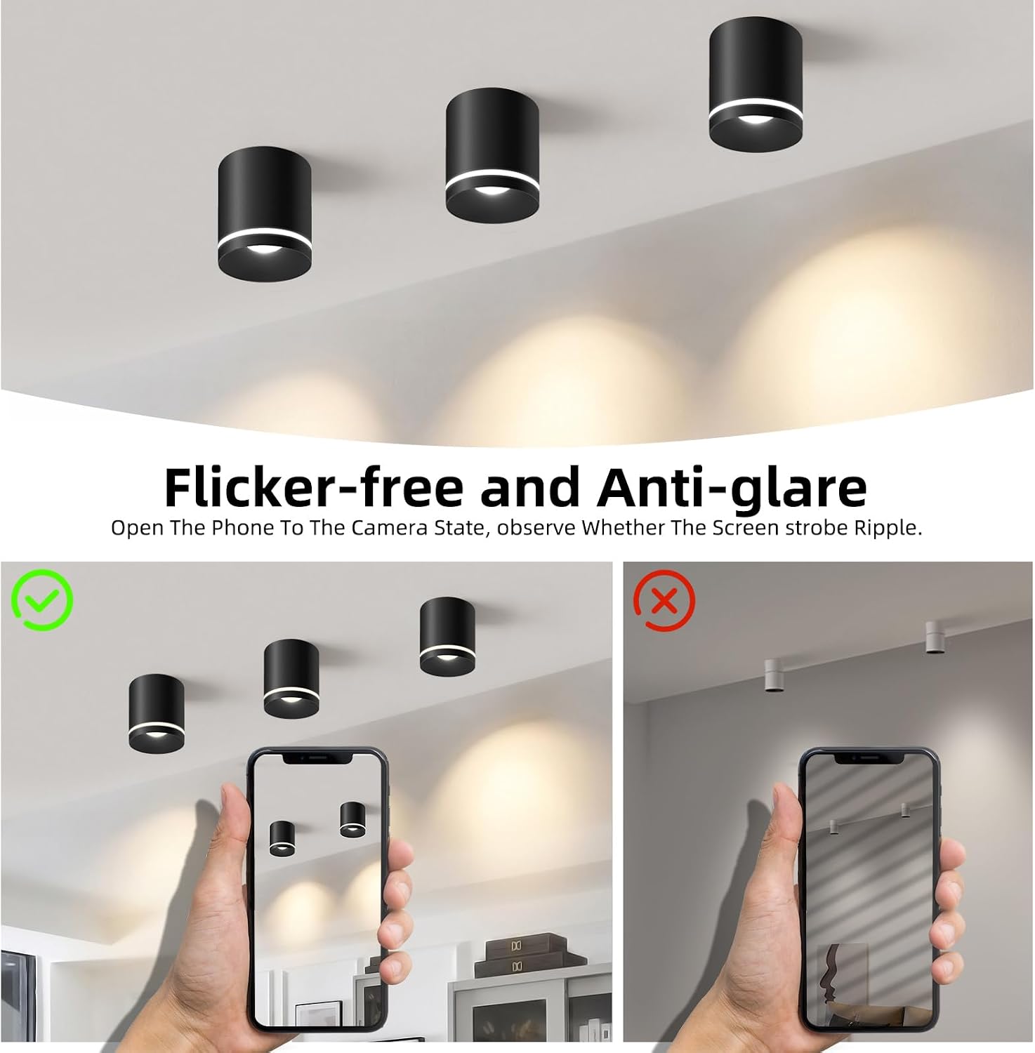 5.9“ Ceiling Light Fixtures, 20W 1800LM 3CCT 2700K-6000K Dimmable Flush Mount Ceiling Light for Hallway Kitchen Entryway, Black Cylinder Ceiling Lighting for Living Room 1-Pack