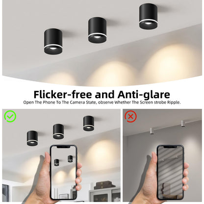5.9“ Ceiling Light Fixtures, 20W 1800LM 3CCT 2700K-6000K Dimmable Flush Mount Ceiling Light for Hallway Kitchen Entryway, Black Cylinder Ceiling Lighting for Living Room 1-Pack