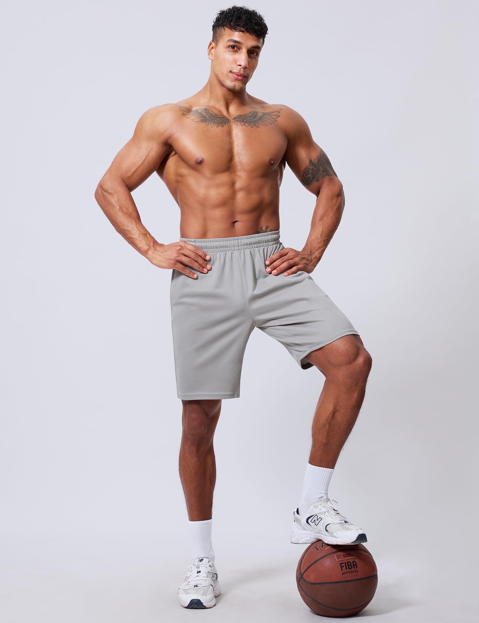 Qizue Men’s 9" Inseam Athletic Mesh Shorts