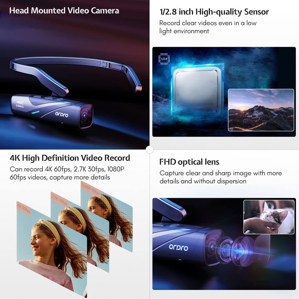 ORDRO EP8 4K 60FPS Head-Mounted 