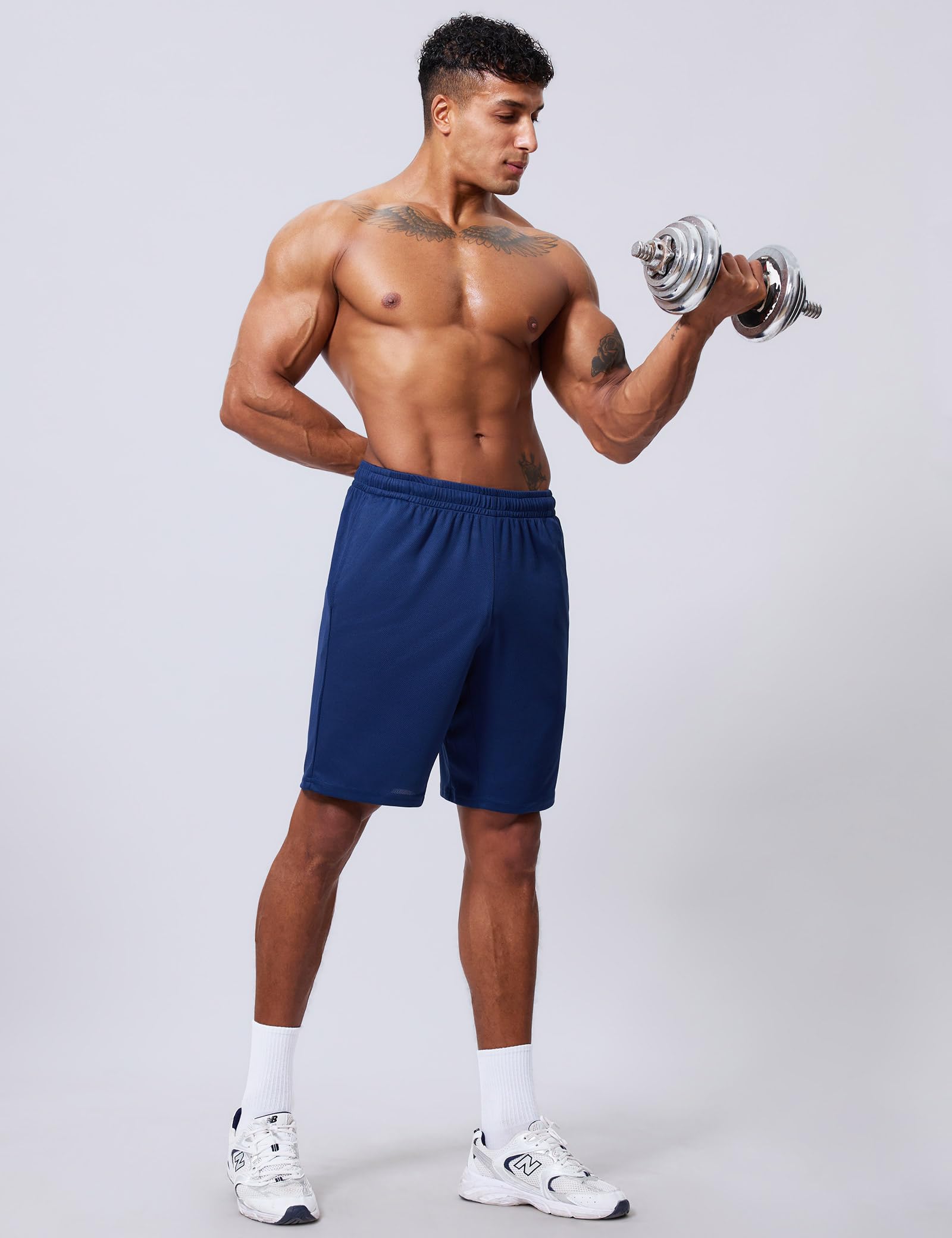 Qizue Men’s 9" Inseam Athletic Mesh Shorts