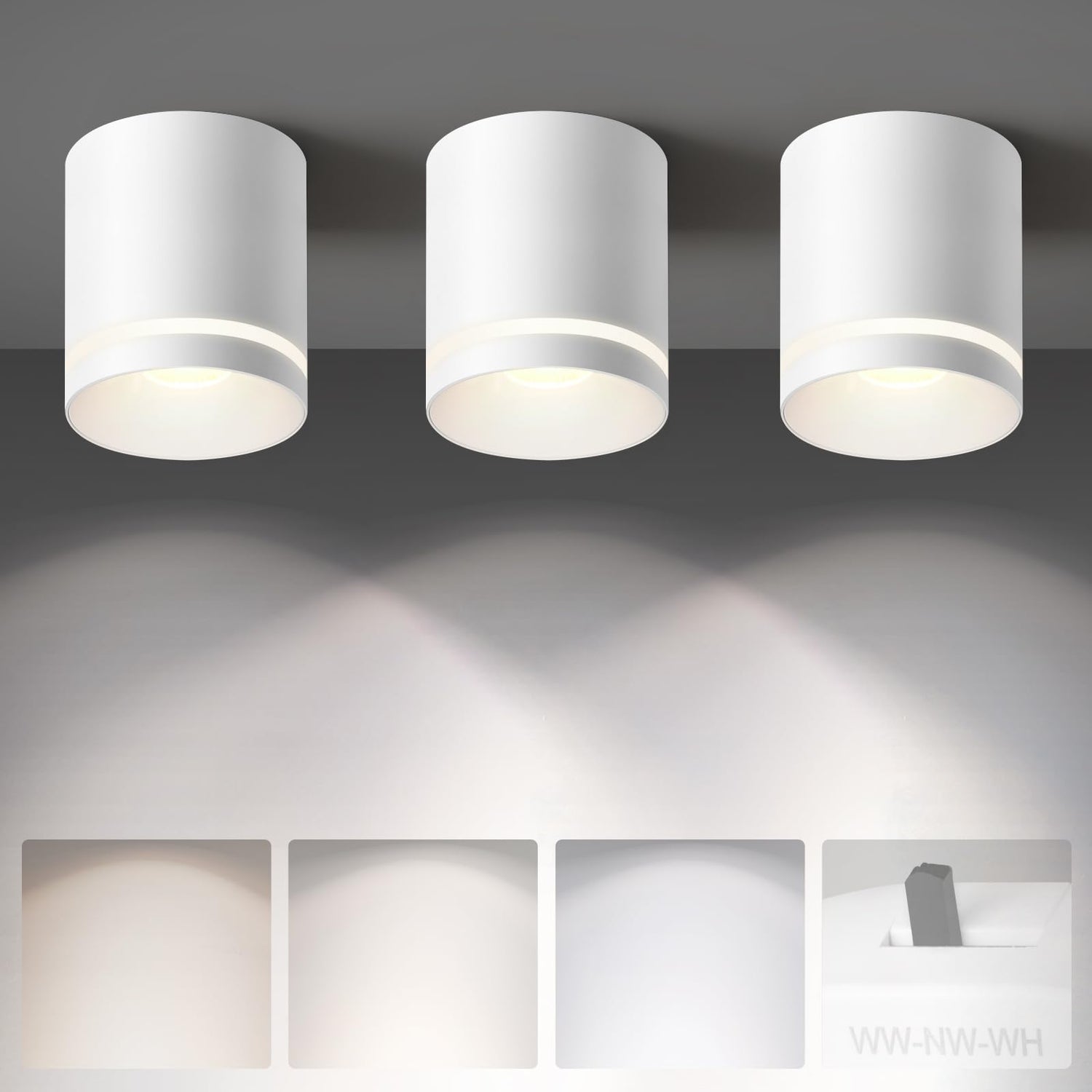 5.9“ Ceiling Light Fixtures, 20W 1800LM 3CCT 2700K-6000K Dimmable Flush Mount Ceiling Light for Hallway Kitchen Entryway, Black Cylinder Ceiling Lighting for Living Room 1-Pack