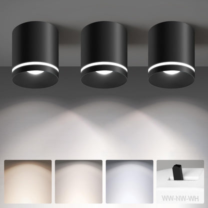 5.9“ Ceiling Light Fixtures, 20W 1800LM 3CCT 2700K-6000K Dimmable Flush Mount Ceiling Light for Hallway Kitchen Entryway, Black Cylinder Ceiling Lighting for Living Room 1-Pack