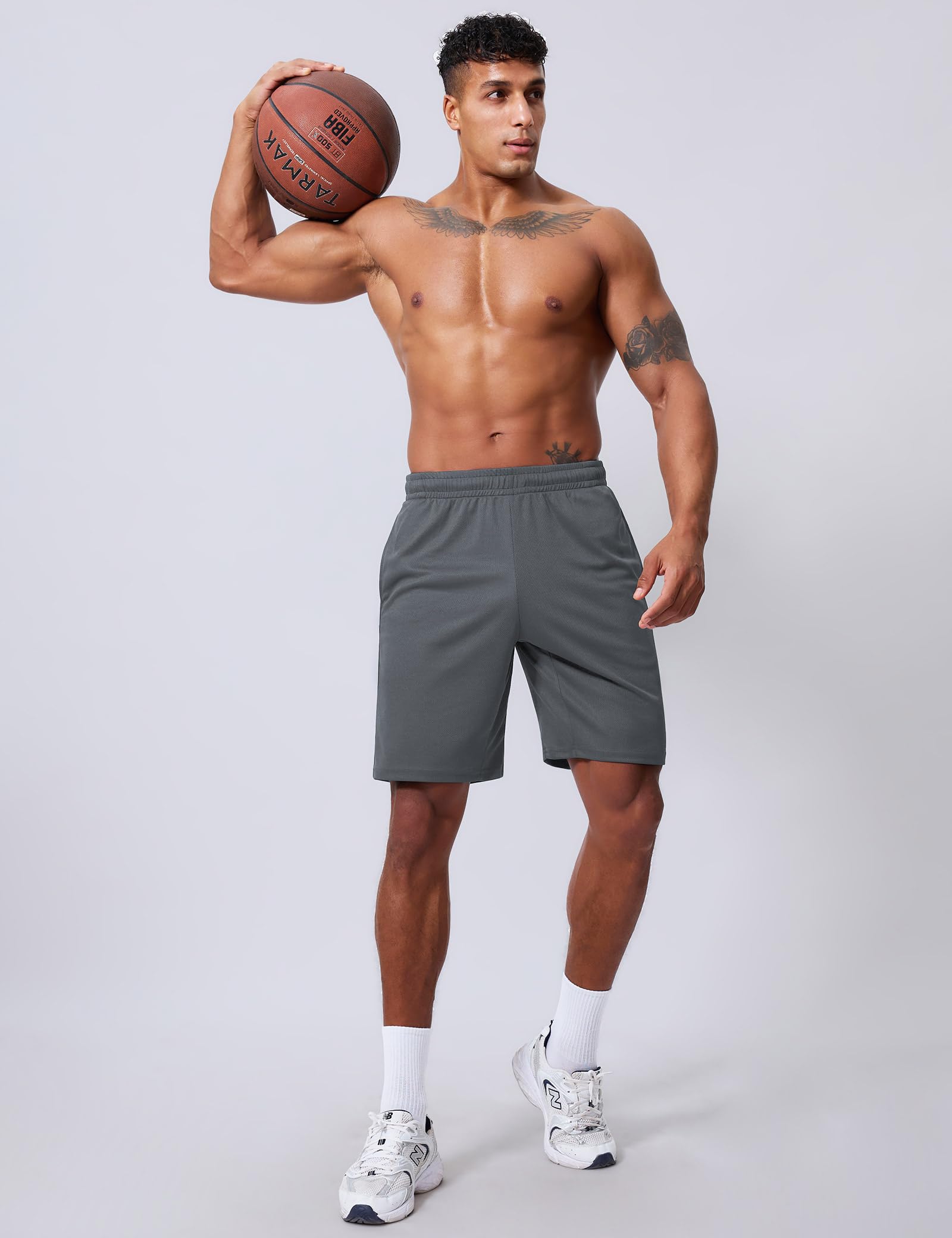 Qizue Men’s 9" Inseam Athletic Mesh Shorts