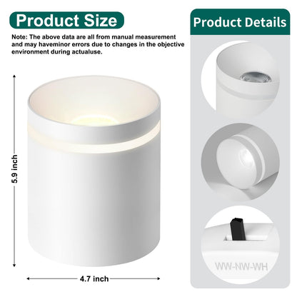 5.9“ Ceiling Light Fixtures, 20W 1800LM 3CCT 2700K-6000K Dimmable Flush Mount Ceiling Light for Hallway Kitchen Entryway, Black Cylinder Ceiling Lighting for Living Room 1-Pack