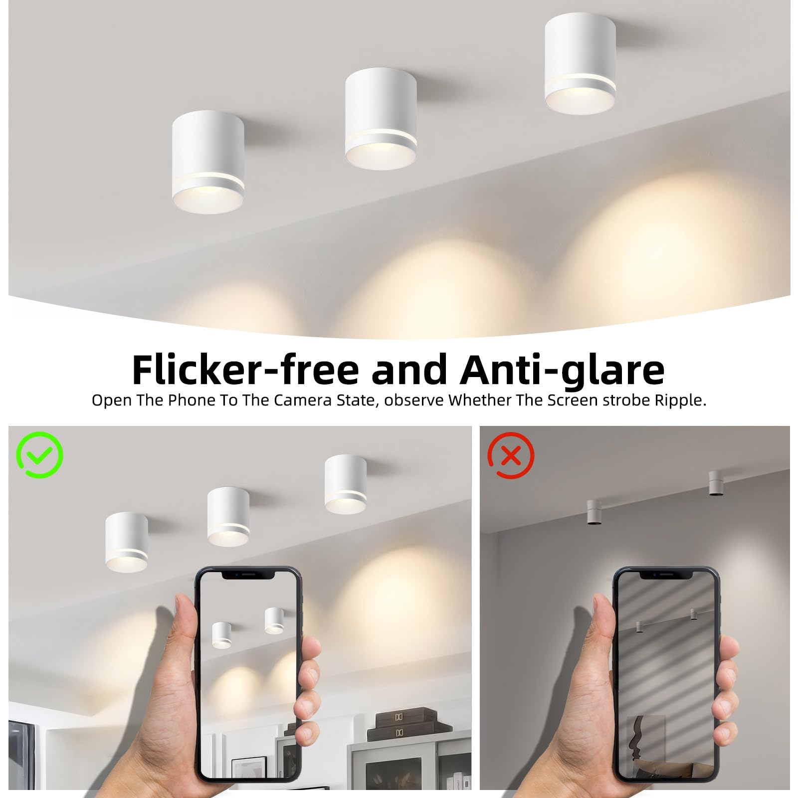 5.9“ Ceiling Light Fixtures, 20W 1800LM 3CCT 2700K-6000K Dimmable Flush Mount Ceiling Light for Hallway Kitchen Entryway, Black Cylinder Ceiling Lighting for Living Room 1-Pack