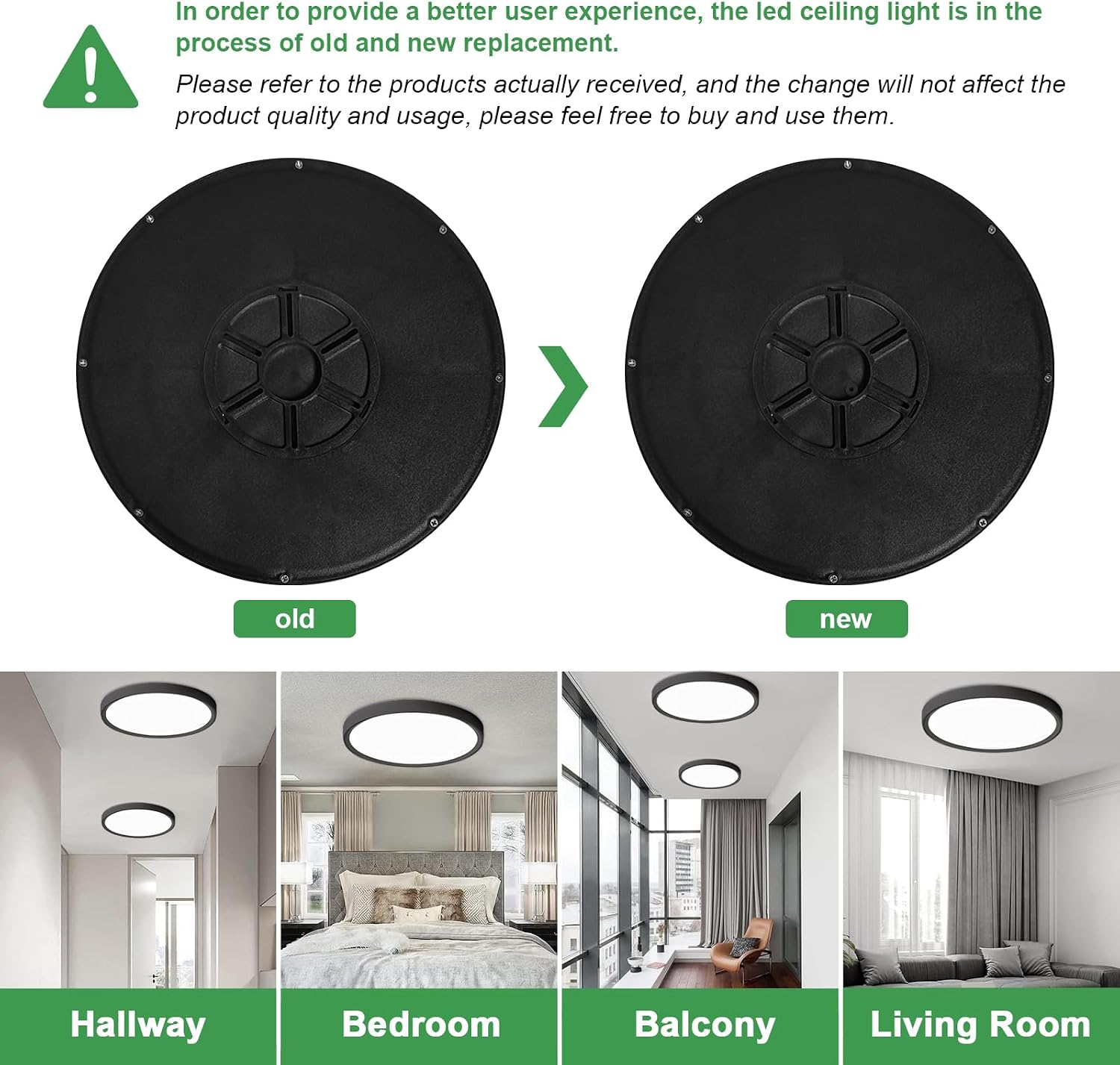 12Inch 6PK Black LED Flush Mount Ceiling Light
