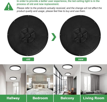 12Inch 6PK Black LED Flush Mount Ceiling Light