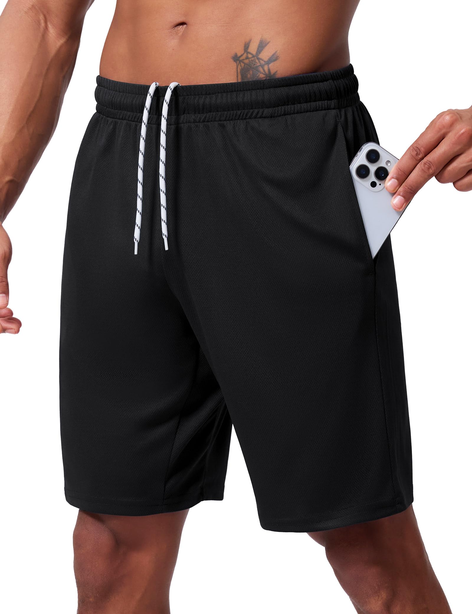 Qizue Men’s 9" Inseam Athletic Mesh Shorts