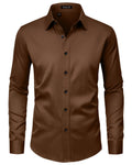 Qizue Men’s Regular Fit Long Sleeve Button Down Dress Shirt