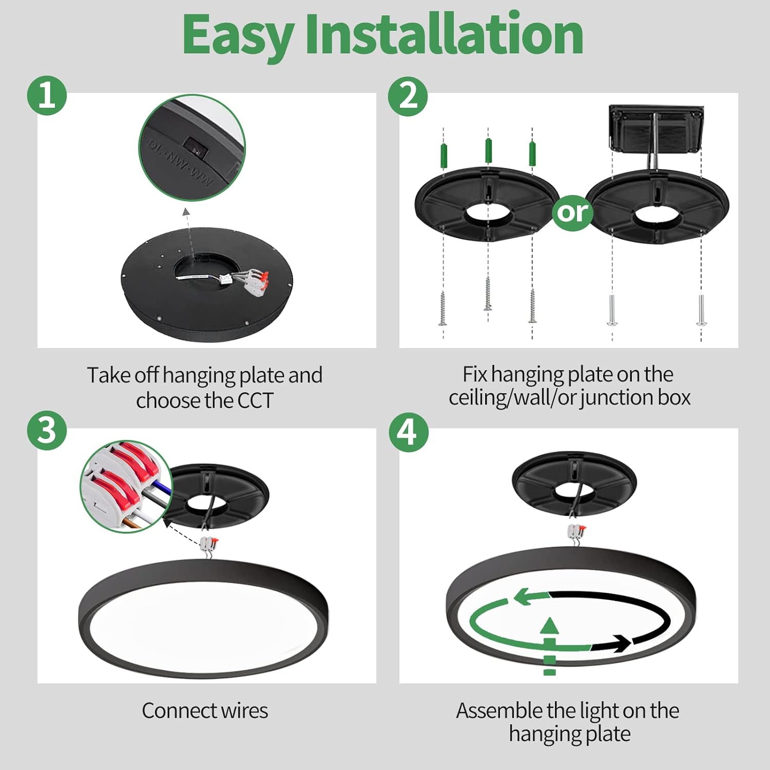 12Inch 6PK Black LED Flush Mount Ceiling Light