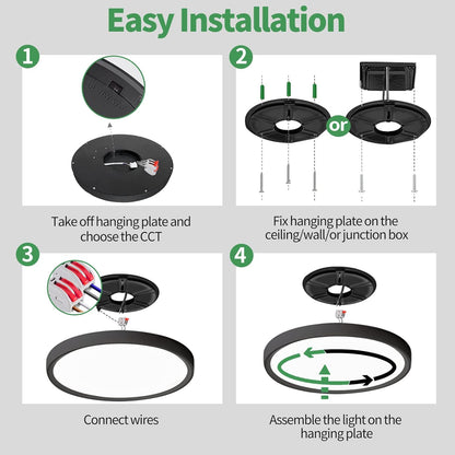 12Inch 6PK Black LED Flush Mount Ceiling Light