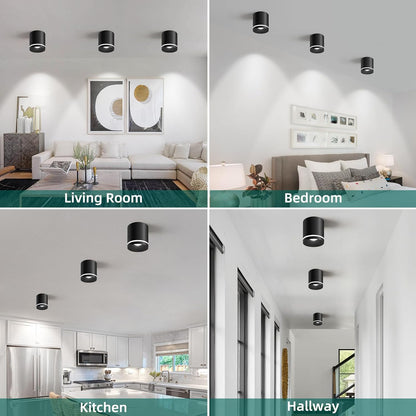 5.9“ Ceiling Light Fixtures, 20W 1800LM 3CCT 2700K-6000K Dimmable Flush Mount Ceiling Light for Hallway Kitchen Entryway, Black Cylinder Ceiling Lighting for Living Room 1-Pack