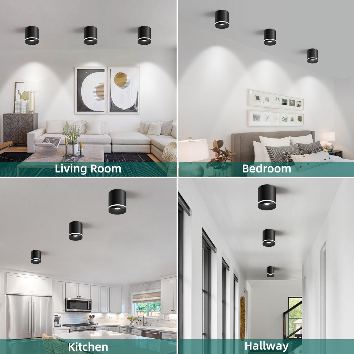 5.9“ Ceiling Light Fixtures, 20W 1800LM 3CCT 2700K-6000K Dimmable Flush Mount Ceiling Light for Hallway Kitchen Entryway, Black Cylinder Ceiling Lighting for Living Room 1-Pack