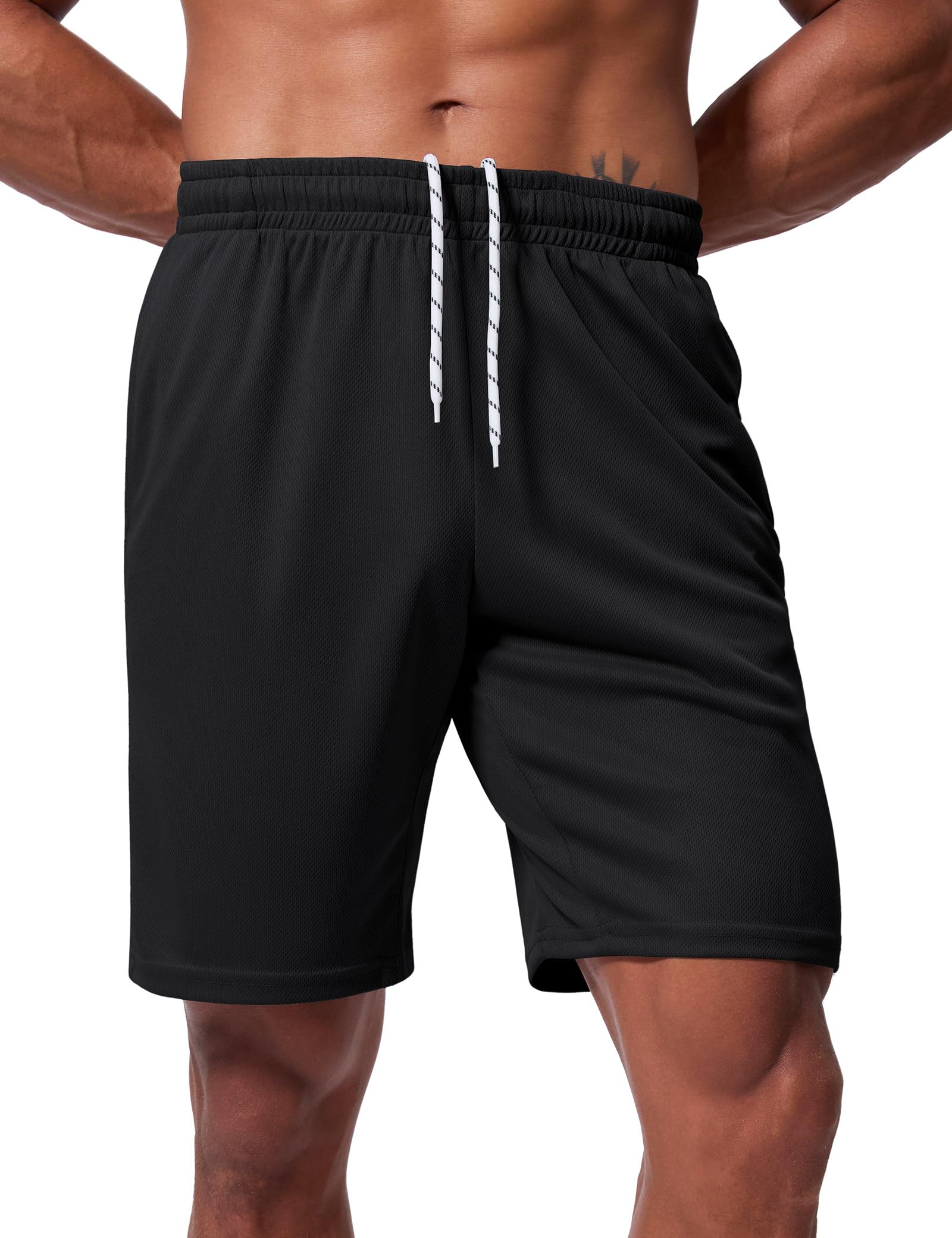 Qizue Men’s 9" Inseam Athletic Mesh Shorts