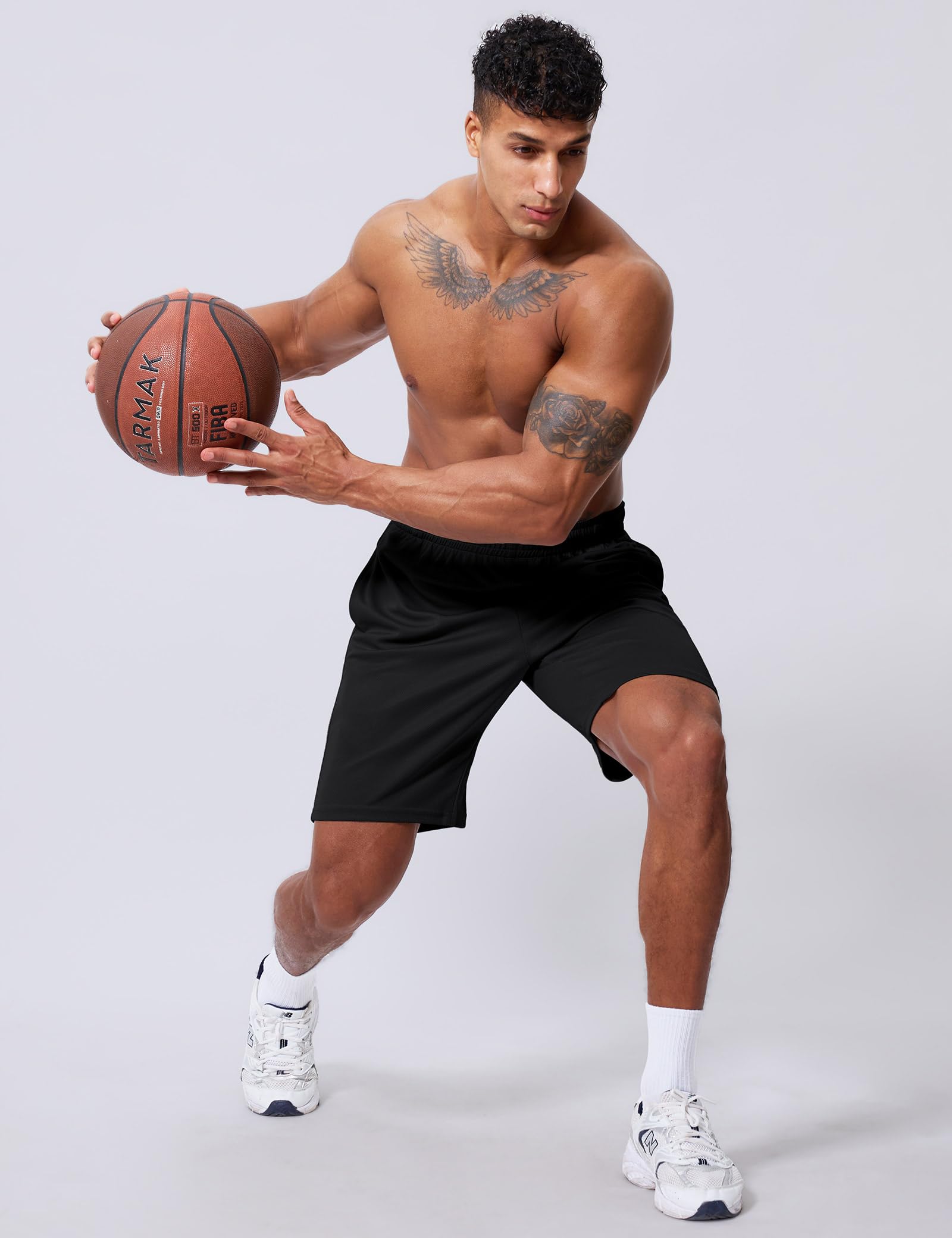 Qizue Men’s 9" Inseam Athletic Mesh Shorts