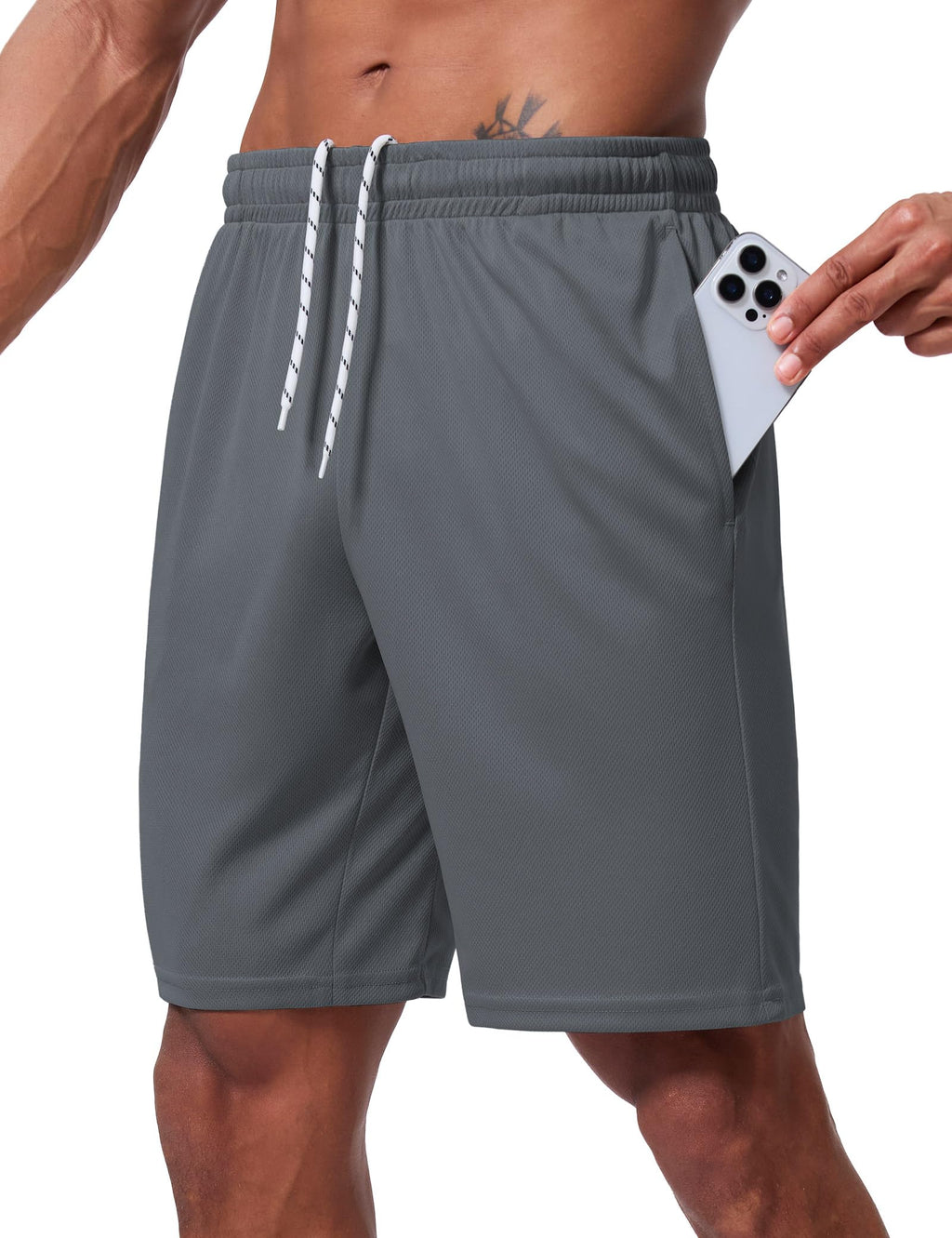 Qizue Men’s 9" Inseam Athletic Mesh Shorts