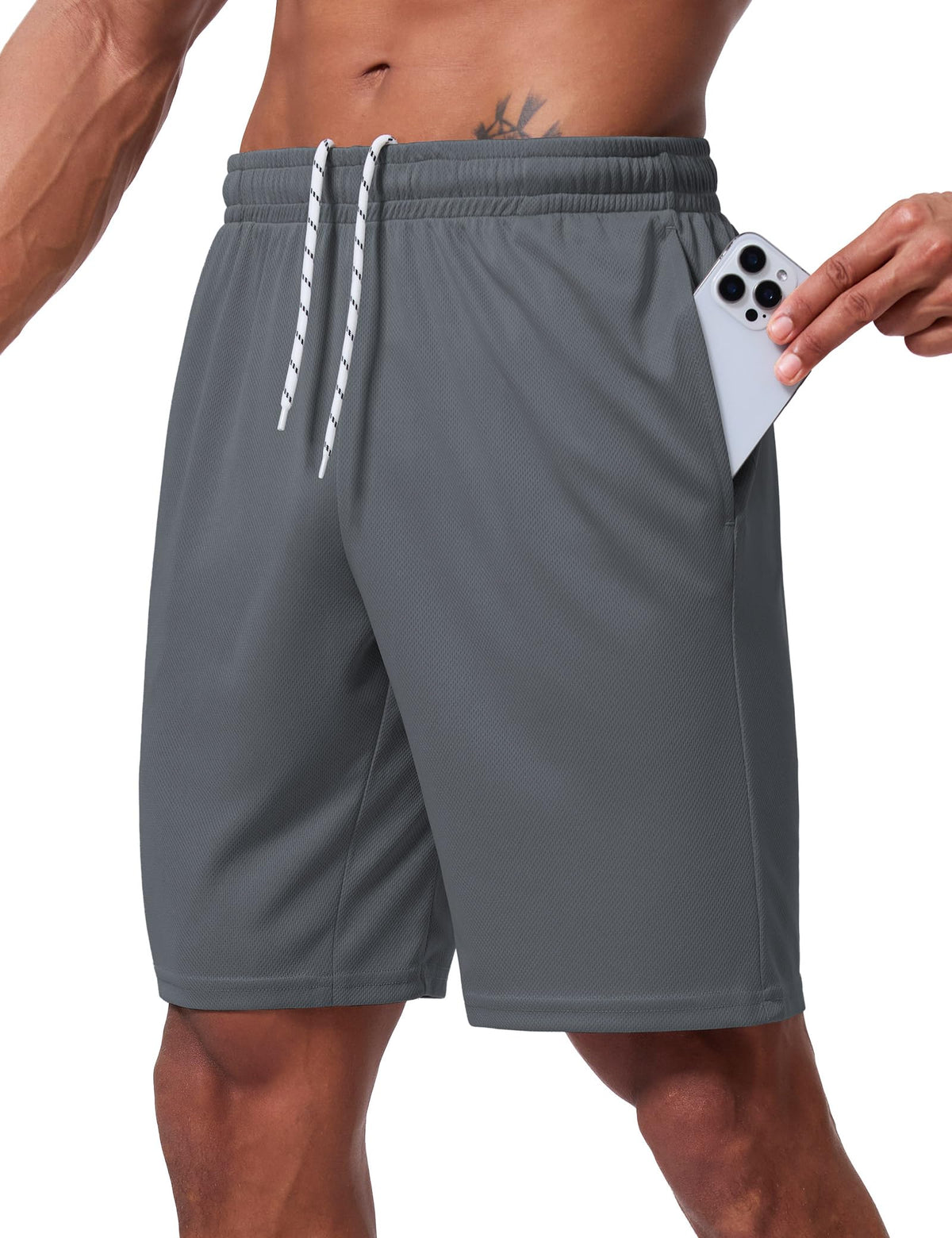 Qizue Men’s 9" Inseam Athletic Mesh Shorts
