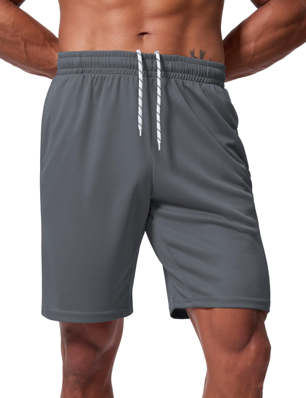 Qizue Men’s 9" Inseam Athletic Mesh Shorts