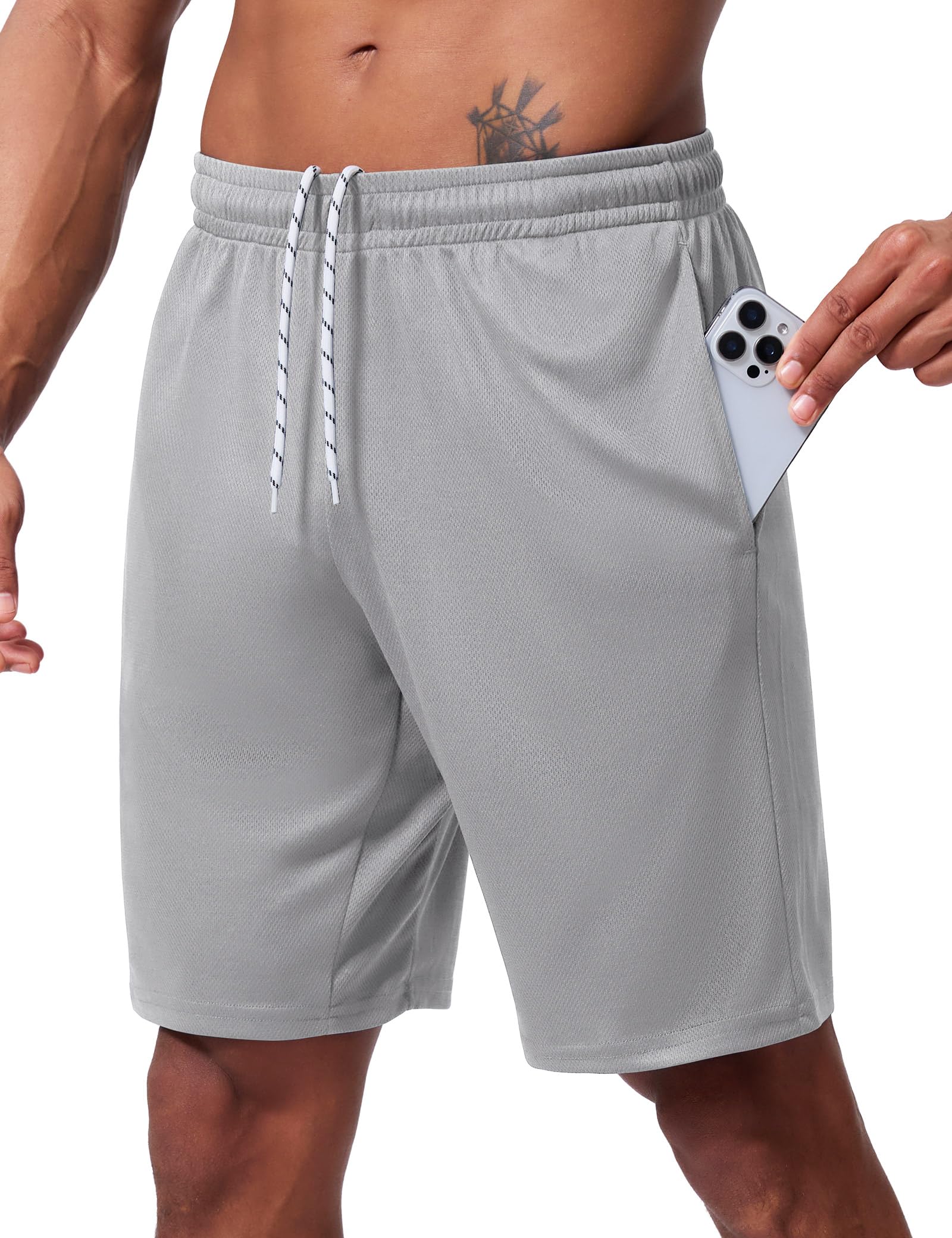 Qizue Men’s 9" Inseam Athletic Mesh Shorts